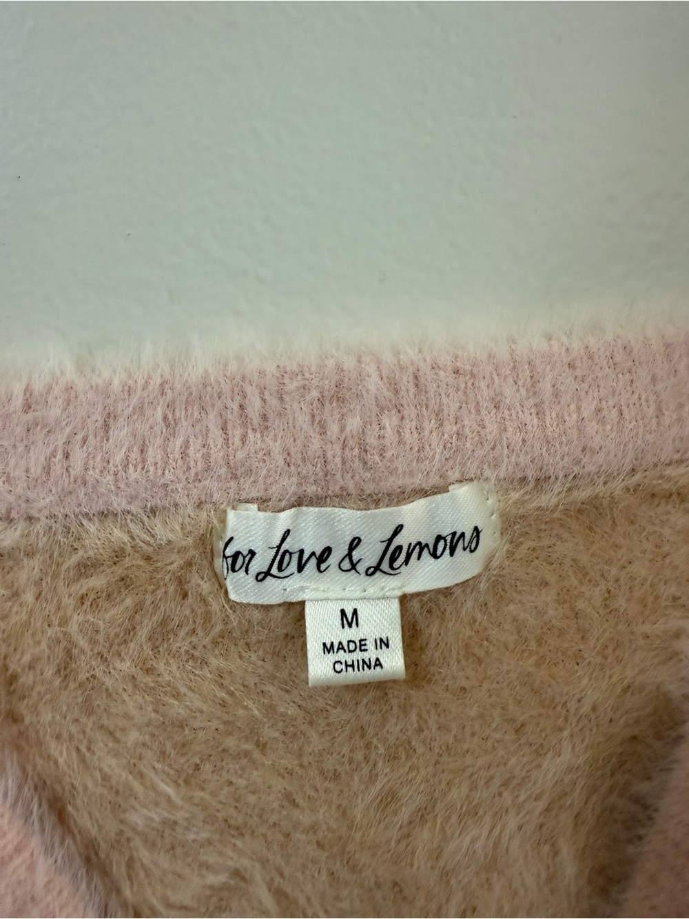 For Love & Lemons Pink and Tan Fuzzy Knit Tank - Picture 2 of 3